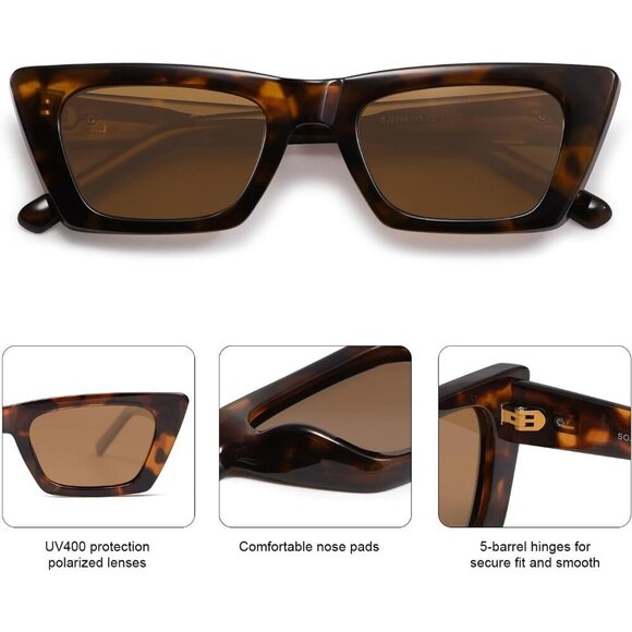 Rectangle Cateye Sunglasses Polycarbonate UV400 Polarized Retro Small main image 4